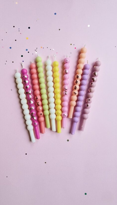 Birthday candles Pearls for cakes and cupcakes, Pastel color mix 11cm 